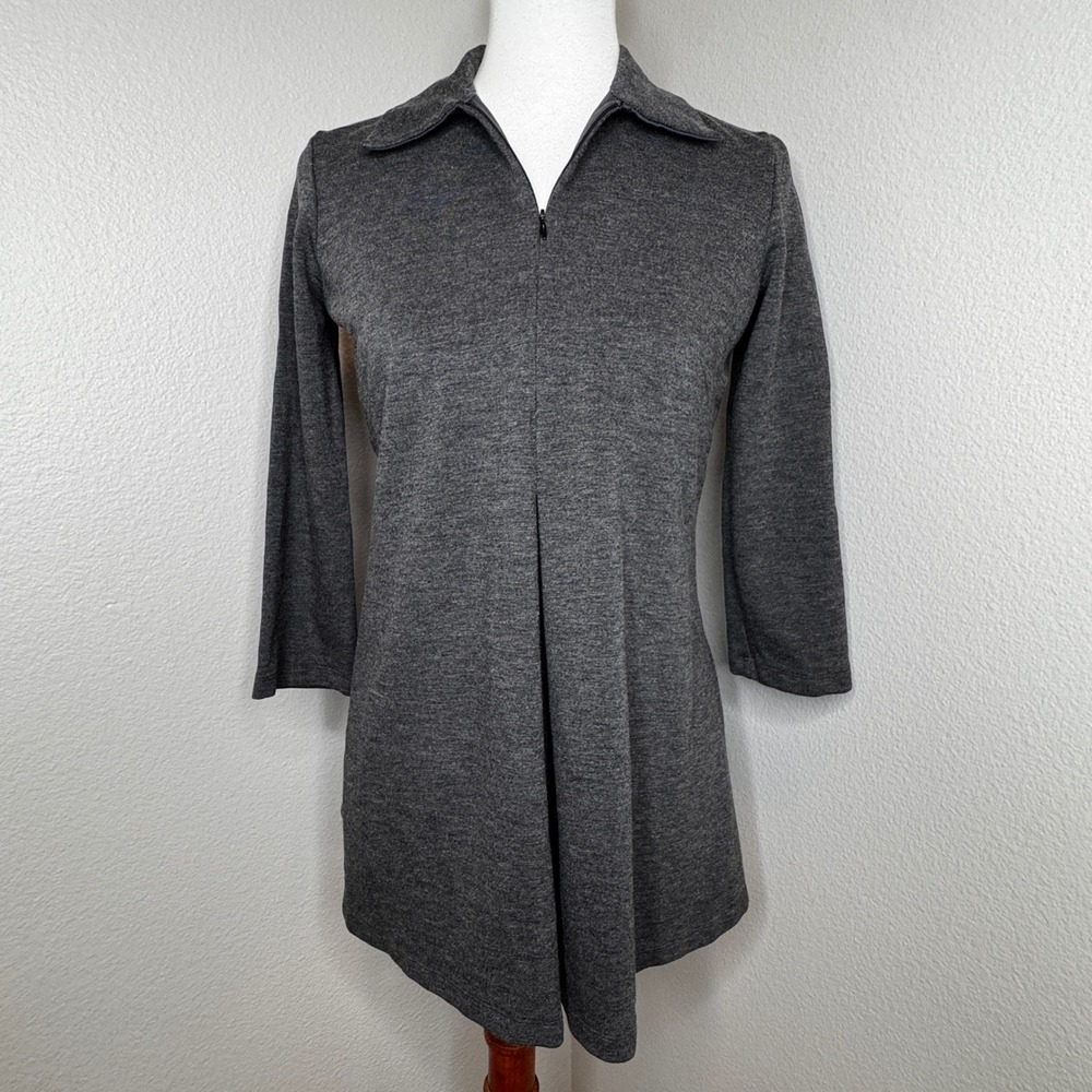 ISABELLA OLIVER Maternity 1/4 Zip Top US 6‎ Dark Gray 3/4 Sleeves Collared